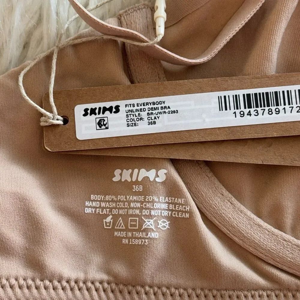 Skims Fits Everybody Unlined Demi Bra Clay Size 36B - Picture 7 of 7